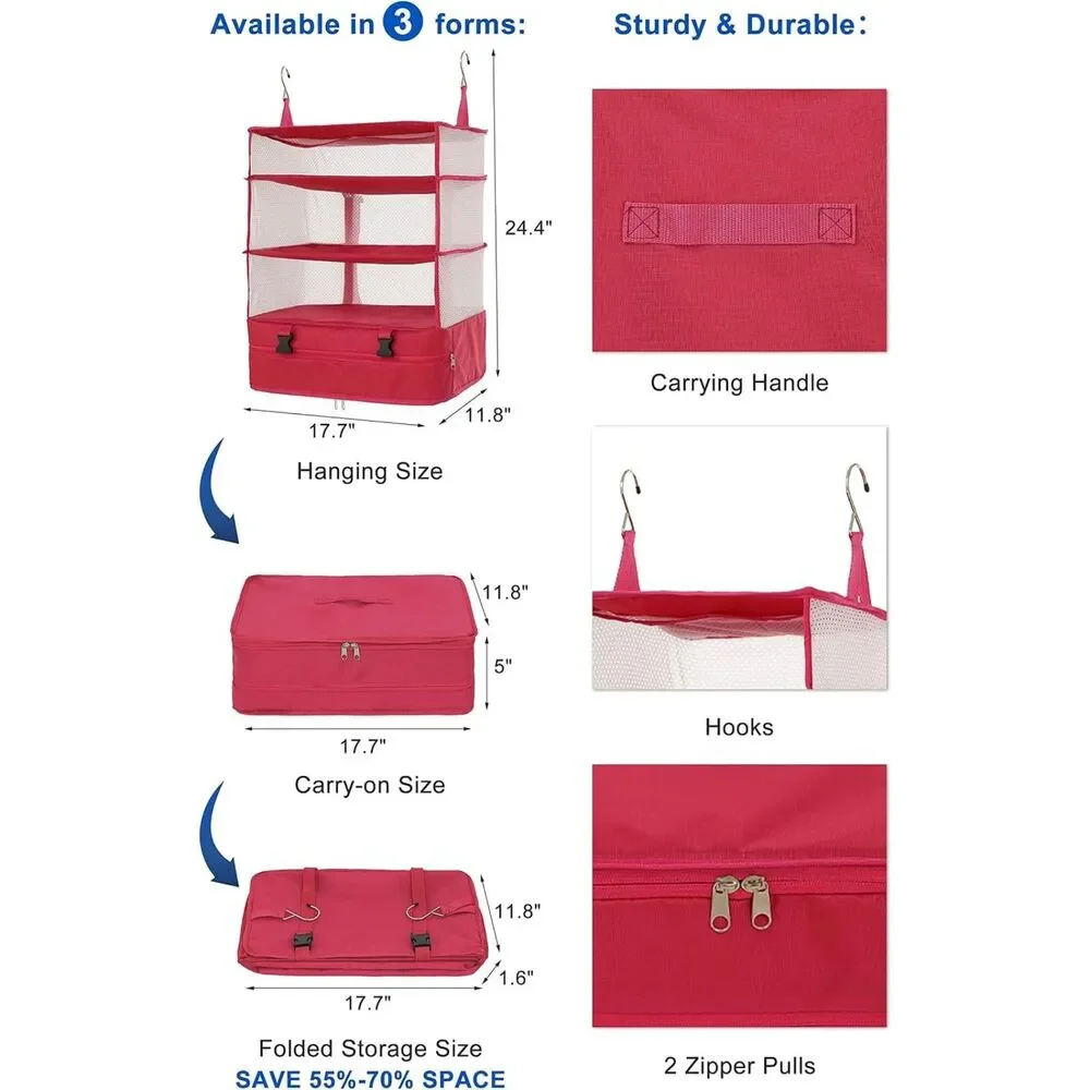 Hanging Packing Cubes Portable Closet Shelves Travel Collapsible Organizer